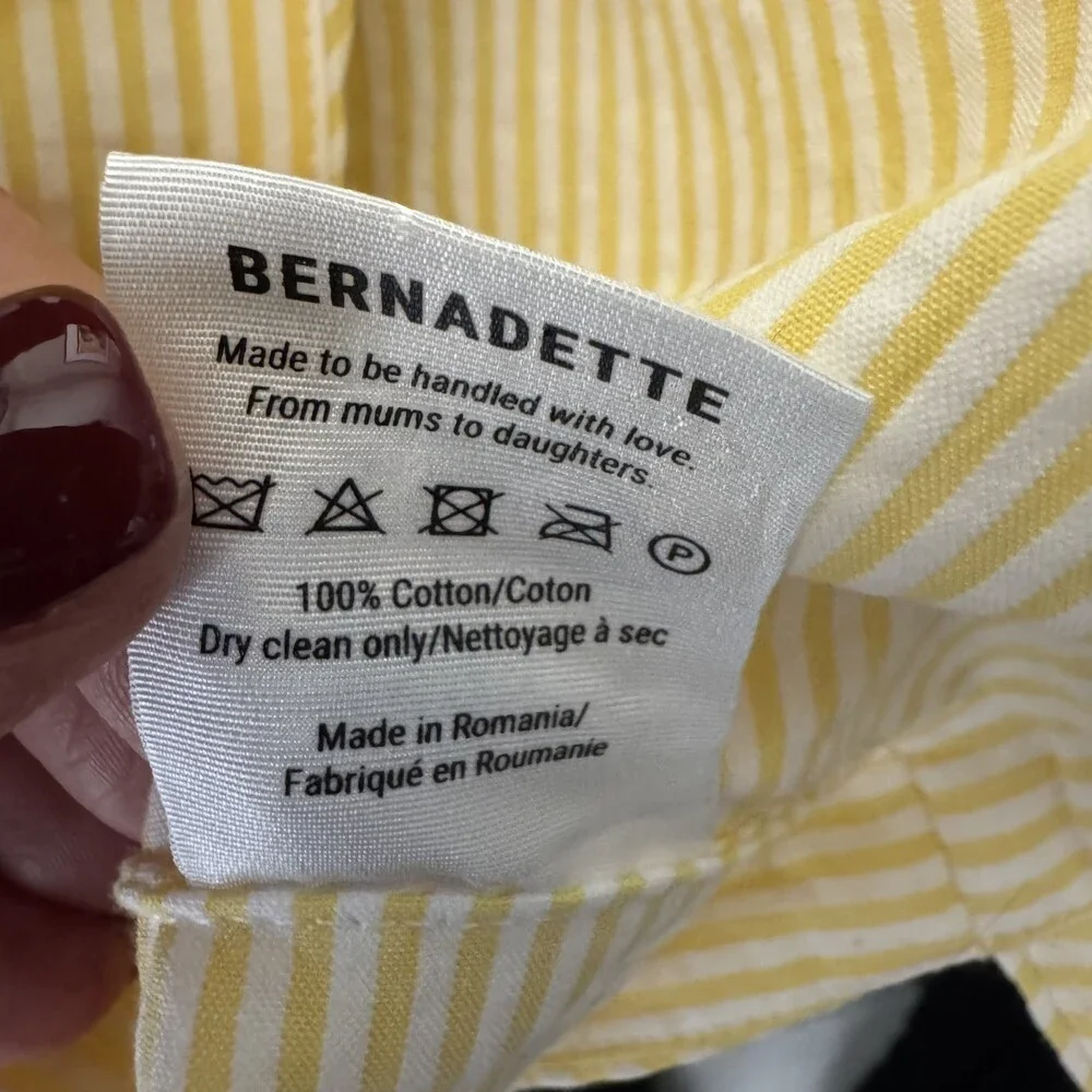 Bernadette Marilyn Striped Cotton Seersucker Halter Top Yellow Size 8 Medium 38 - Picture 8 of 9